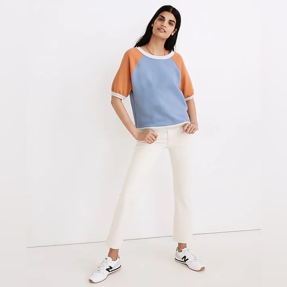 MADEWELL Short-Sleeve Sweatshirt in Colorblock Size Small